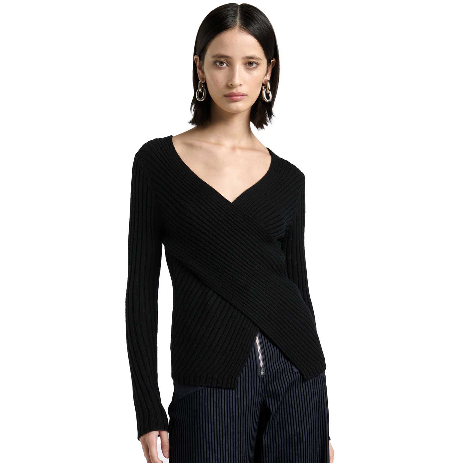 Cue Wrap Front Merino Knit